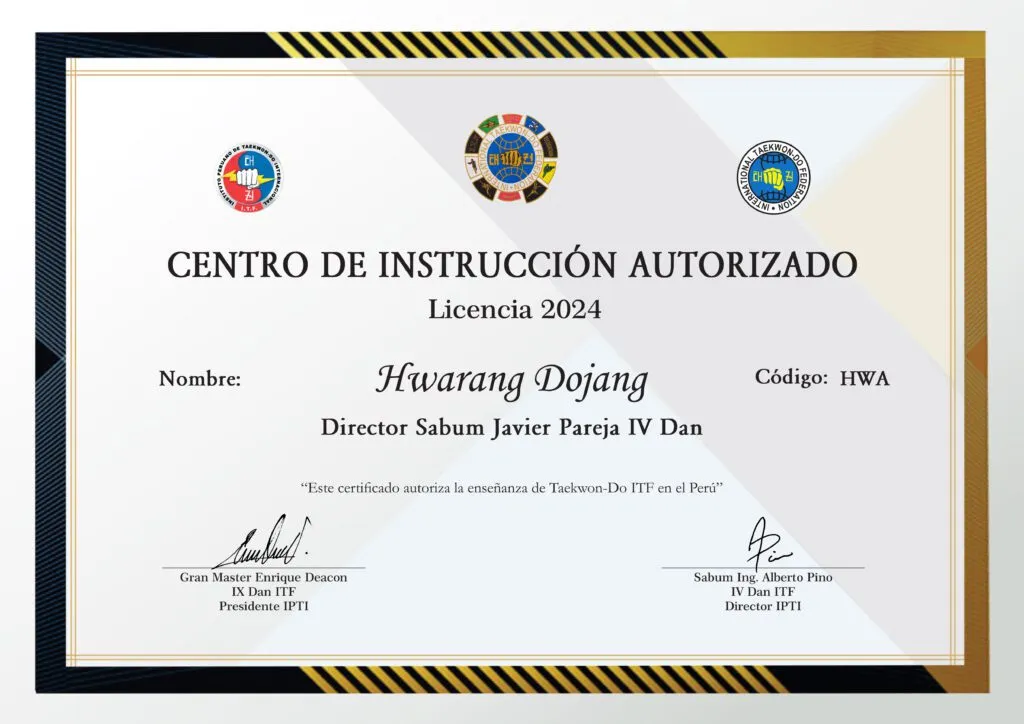 Licencia IPTI 2024 - Hwarang Dojang